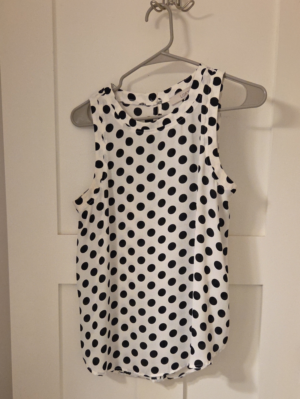 LOFT Black and White Polka Dot Sleeveless Top